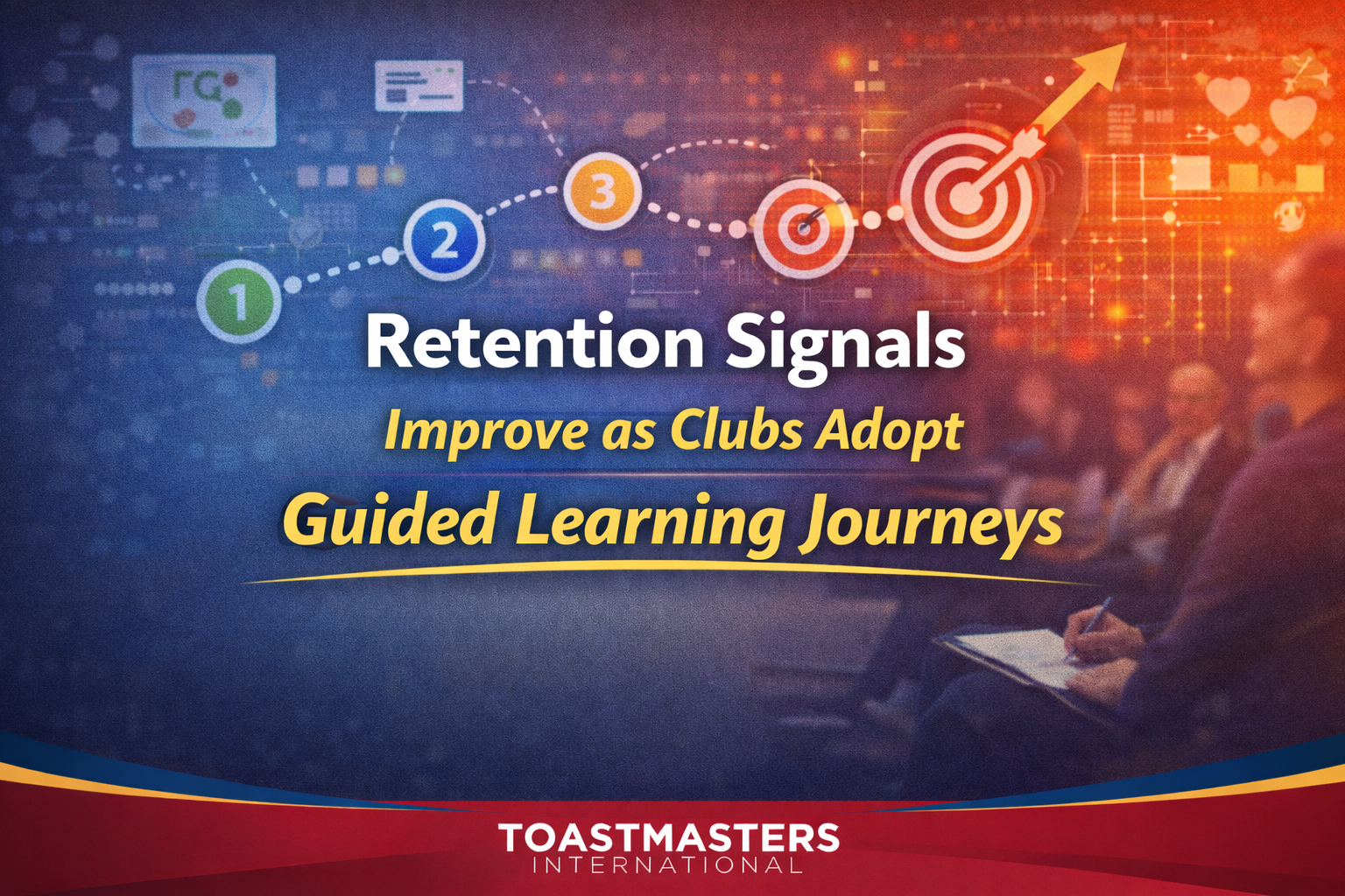 Members progressing along a guided learning journey roadmap